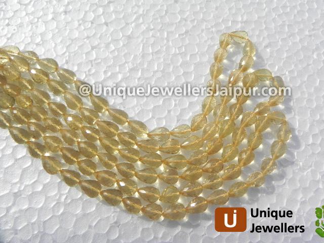 Honey Quartz Straight Drill Faceted Drop Beads